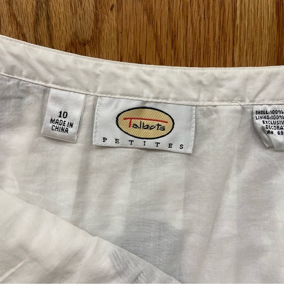 Talbots A Line Skirt Size 10P White Geometric Cotton Lined Knee Length Career - Picture 5 of 8